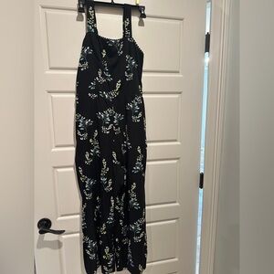 Loft Floral Black Wide Leg Jumpsuit